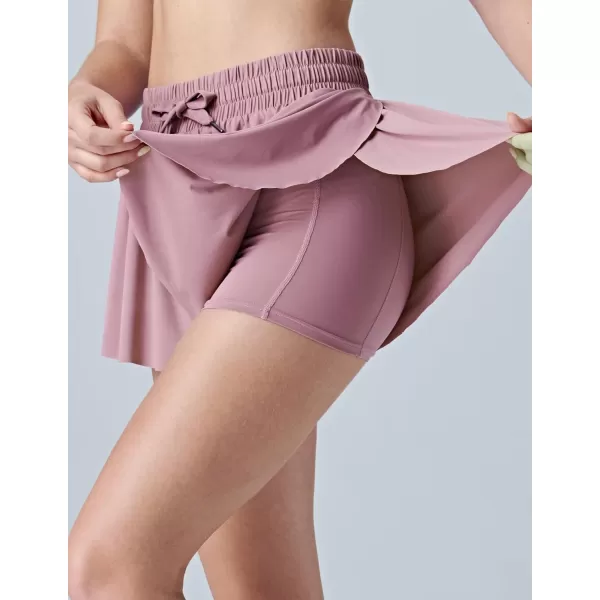 image3 Pack Womens Flowy Running Shorts 2in1 Butterfly Skirts with Shorts Underneath Spandex Athletic Casual Gym Workout LoungeBlackWhiteRed Violet