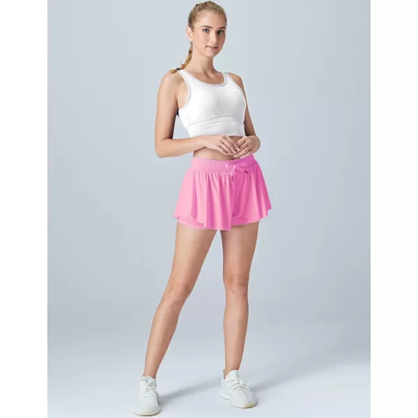 image3 Pack Womens Flowy Running Shorts 2in1 Butterfly Skirts with Shorts Underneath Spandex Athletic Casual Gym Workout LoungeBluePinkLavender