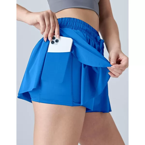 image3 Pack Womens Flowy Running Shorts 2in1 Butterfly Skirts with Shorts Underneath Spandex Athletic Casual Gym Workout LoungeBluePinkLavender