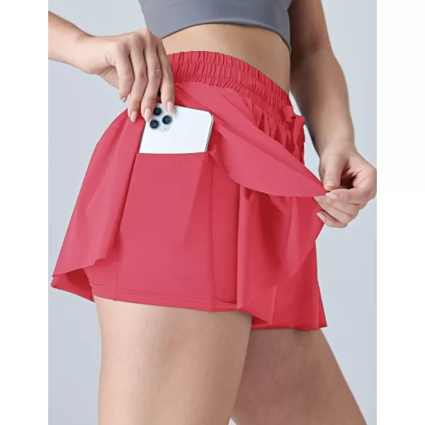 image3 Pack Womens Flowy Running Shorts 2in1 Butterfly Skirts with Shorts Underneath Spandex Athletic Casual Gym Workout LoungeCreamLavenderHot Pink