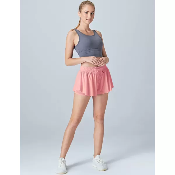 image3 Pack Womens Flowy Running Shorts 2in1 Butterfly Skirts with Shorts Underneath Spandex Athletic Casual Gym Workout LoungeNavyPeachy PinkLight Blue