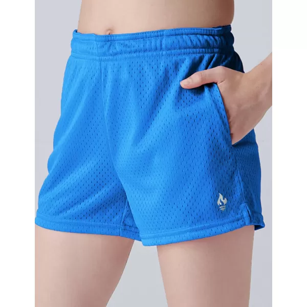 image4 Pack Girls Athletic Shorts with Pockets 3quot Dry Fit Running Shorts for Kids Teens Soccer BasketballTealLimeMagentaCharcoal