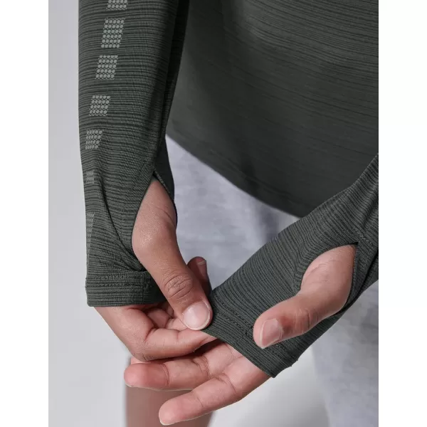 image4 Pack Youth Boys Long Sleeve Shirts Dry Fit Athletic Clothes for Teens Kids Active Performance Tshirts with Thumb HolesOliveBlueCharcoalLavender