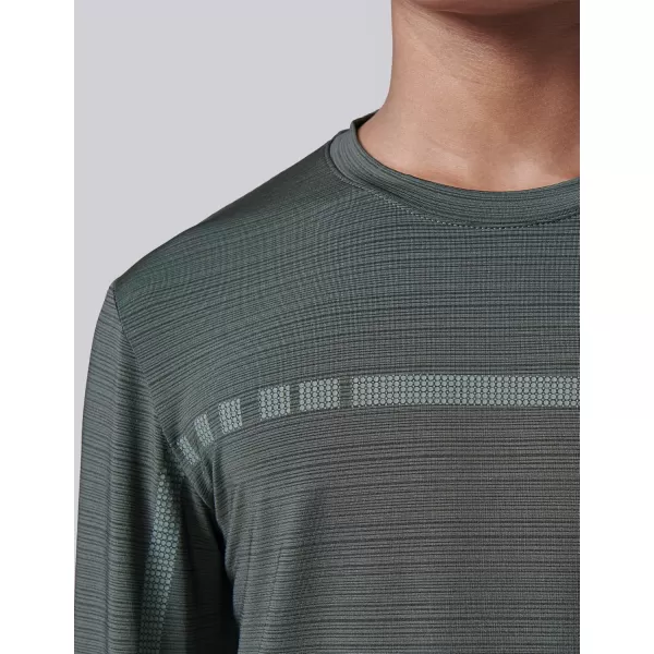 image4 Pack Youth Boys Long Sleeve Shirts Dry Fit Athletic Clothes for Teens Kids Active Performance Tshirts with Thumb HolesOliveBlueCharcoalLavender