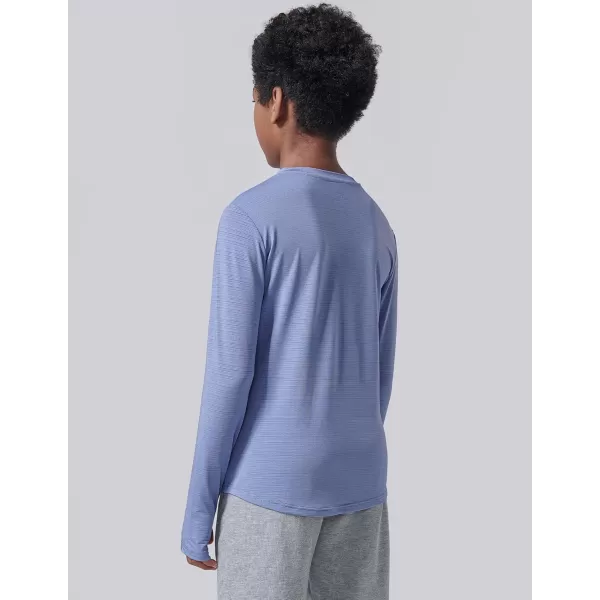 image4 Pack Youth Boys Long Sleeve Shirts Dry Fit Athletic Clothes for Teens Kids Active Performance Tshirts with Thumb HolesOliveBlueCharcoalLavender