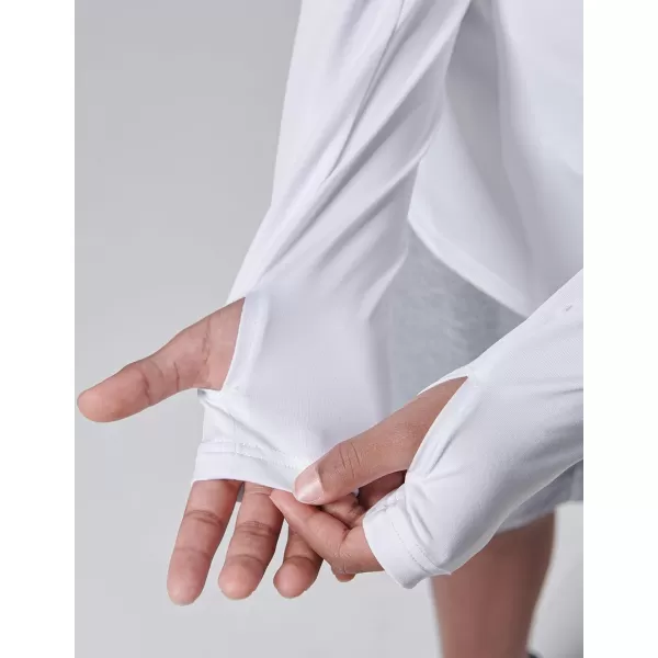 image4 Pack Youth Boys Long Sleeve Shirts Dry Fit Athletic Clothes for Teens Kids Active Performance Tshirts with Thumb HolesWhiteGrayCharcoalBlack