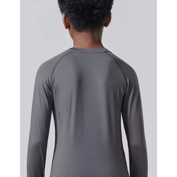 image4 Pack Youth Boys Long Sleeve Shirts Dry Fit Athletic Clothes for Teens Kids Active Performance Tshirts with Thumb HolesWhiteGrayCharcoalBlack