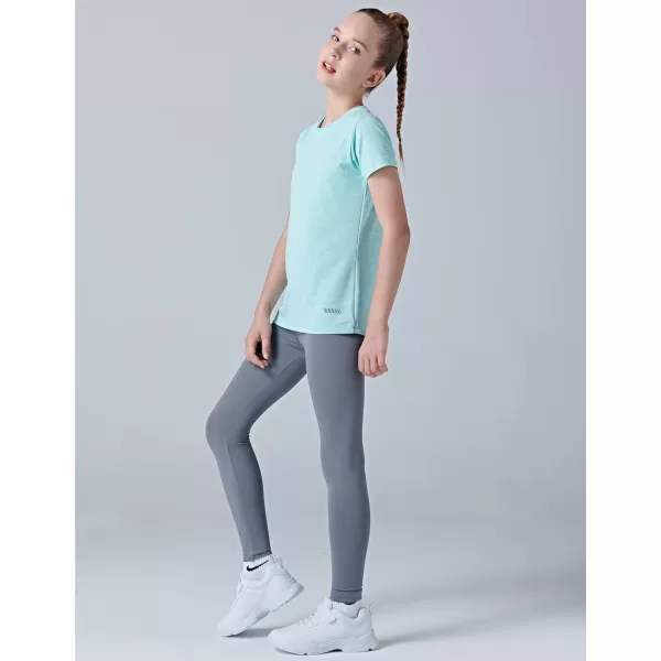 image4 Pack Youth Girls Athletic Shirts Short Sleeve Dry Fit Apparel Tech Tshirts Sports Activewear for Kids TeensHeather LavenderLight BlueGrayGreen