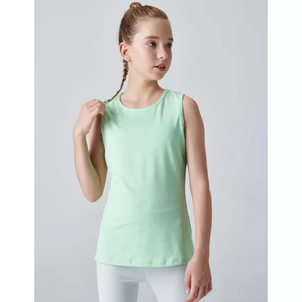 image4 Pack Youth Girls Athletic Tank Tops Dry Fit Active Performance Tech Sleeveless ShirtsHeather GreenPinkLight BlueGray