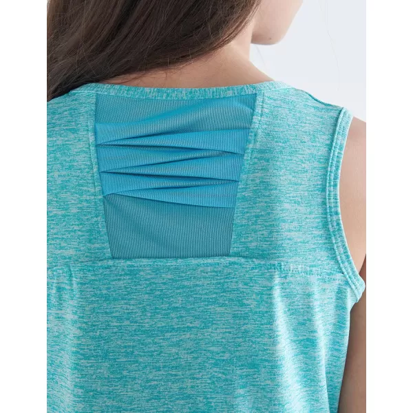 image4 Pack Youth Girls Athletic Tank Tops Dry Fit Active Performance Tech Sleeveless ShirtsWhisper PinkGlacier BlueSonar BlueSangria