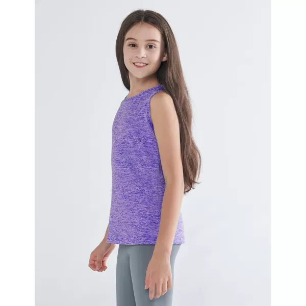 image4 Pack Youth Girls Athletic Tank Tops Dry Fit Active Performance Tech Sleeveless ShirtsWhisper PinkGlacier BlueSonar BlueSangria