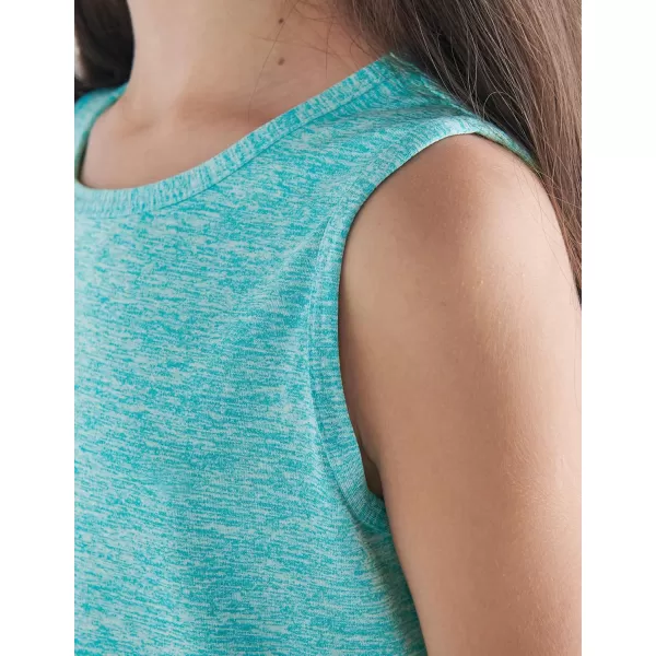 image4 Pack Youth Girls Athletic Tank Tops Dry Fit Active Performance Tech Sleeveless ShirtsWhisper PinkGlacier BlueSonar BlueSangria