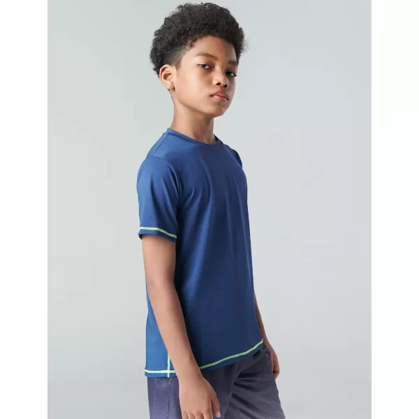 image5 Pack Boys Athletic Shirts Youth Activewear Dry Fit Tshirts for Kids Short Sleeve Tees Bulk Athletic Performance ClothingBlackWhiteNavyRedHeather Gray