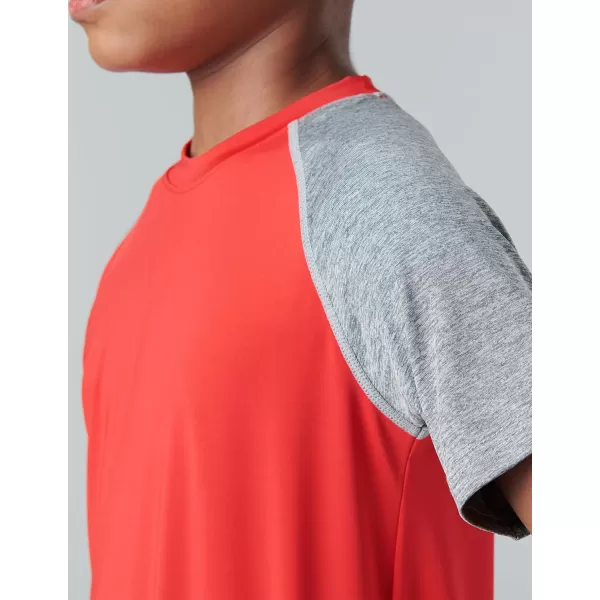 image5 Pack Boys Athletic Shirts Youth Activewear Dry Fit Tshirts for Kids Short Sleeve Tees Bulk Athletic Performance ClothingBlackWhiteNavyRedHeather Gray
