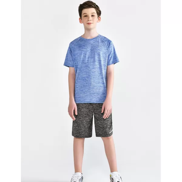 image5 Pack Boys Athletic Shirts Youth Activewear Dry Fit Tshirts for Kids Short Sleeve Tees Bulk Athletic Performance ClothingHeather NavyGrayCharcoalBlueMaroon
