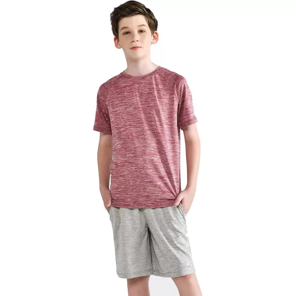 image5 Pack Boys Athletic Shirts Youth Activewear Dry Fit Tshirts for Kids Short Sleeve Tees Bulk Athletic Performance ClothingHeather NavyGrayCharcoalBlueMaroon