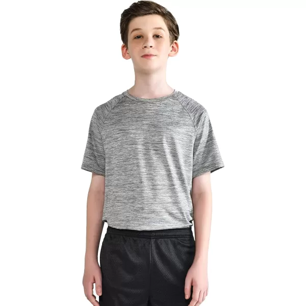 image5 Pack Boys Athletic Shirts Youth Activewear Dry Fit Tshirts for Kids Short Sleeve Tees Bulk Athletic Performance ClothingHeather NavyGrayCharcoalBlueMaroon