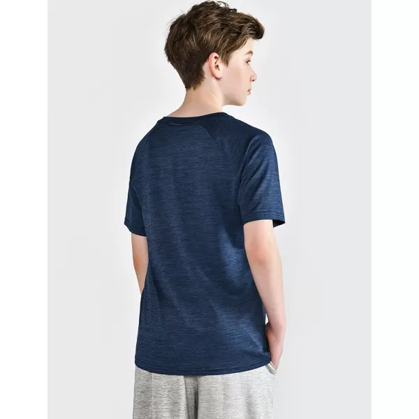 image5 Pack Boys Athletic Shirts Youth Activewear Dry Fit Tshirts for Kids Short Sleeve Tees Bulk Athletic Performance ClothingHeather NavyGrayCharcoalBlueMaroon