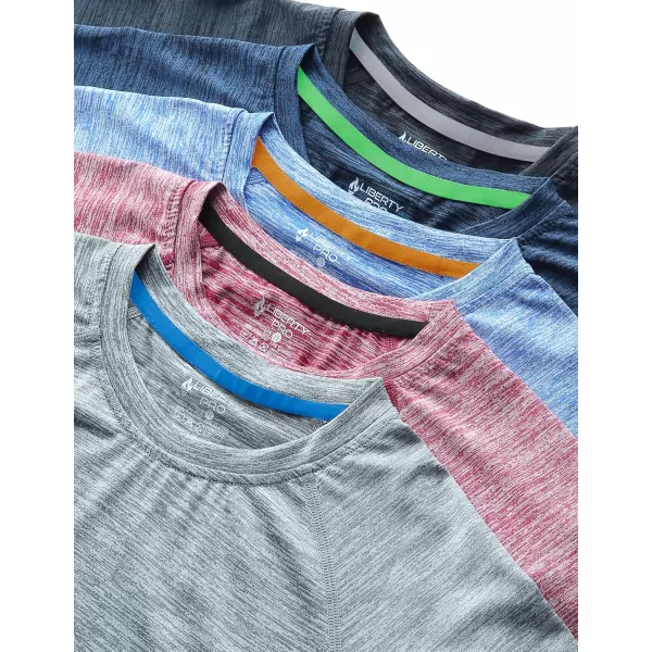 image5 Pack Boys Athletic Shirts Youth Activewear Dry Fit Tshirts for Kids Short Sleeve Tees Bulk Athletic Performance ClothingHeather NavyGrayCharcoalBlueMaroon