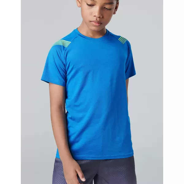 image5 Pack Boys Athletic Shirts Youth Activewear Dry Fit Tshirts for Kids Short Sleeve Tees Bulk Athletic Performance ClothingWhiteGrayBlueCharcoalBlack
