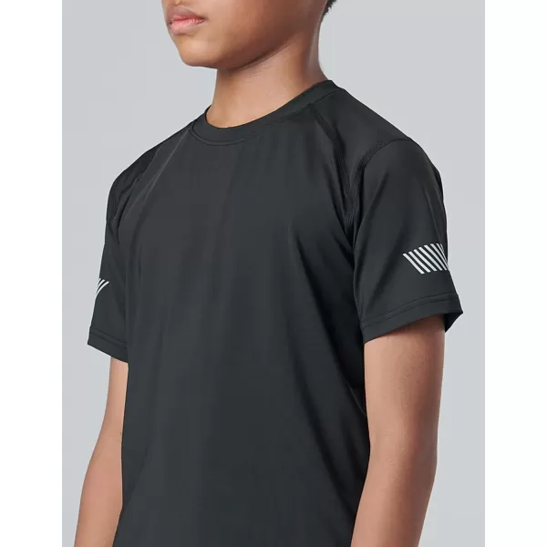 image5 Pack Boys Athletic Shirts Youth Activewear Dry Fit Tshirts for Kids Short Sleeve Tees Bulk Athletic Performance ClothingWhiteGrayBlueCharcoalBlack