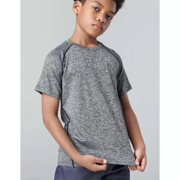 image5 Pack Boys Athletic Shirts Youth Activewear Dry Fit Tshirts for Kids Short Sleeve Tees Bulk Athletic Performance ClothingWhiteGrayBlueCharcoalBlack