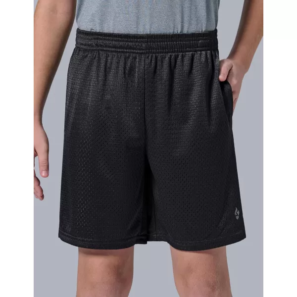 image5 Pack Boys Athletic Shorts Mesh Basketball Youth Apparel Kids Sports Active Gear with PocketsBlackRoyalCharcoalGradient RedGradient Gray