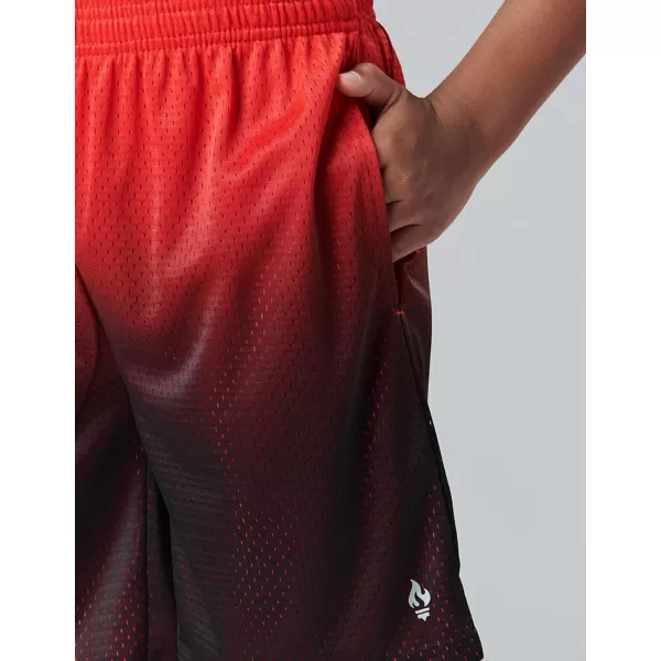 image5 Pack Boys Athletic Shorts Mesh Basketball Youth Apparel Kids Sports Active Gear with PocketsBlackRoyalCharcoalGradient RedGradient Gray