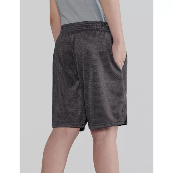 image5 Pack Boys Athletic Shorts Mesh Basketball Youth Apparel Kids Sports Active Gear with PocketsBlackRoyalCharcoalGradient RedGradient Gray