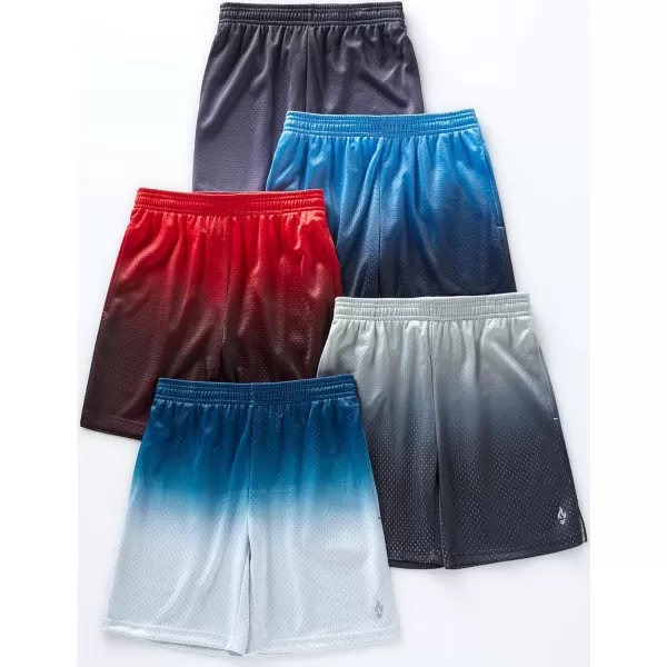 image5 Pack Boys Athletic Shorts Mesh Basketball Youth Apparel Kids Sports Active Gear with PocketsGradient BlueGrayRedNavyBlack