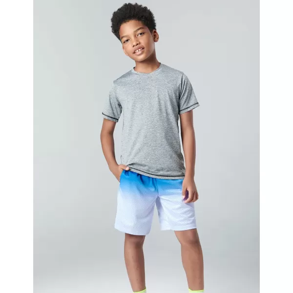 image5 Pack Boys Athletic Shorts Mesh Basketball Youth Apparel Kids Sports Active Gear with PocketsGradient BlueGrayRedNavyBlack