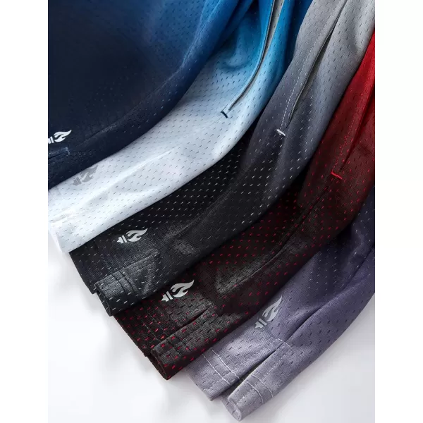 image5 Pack Boys Athletic Shorts Mesh Basketball Youth Apparel Kids Sports Active Gear with PocketsGradient BlueGrayRedNavyBlack
