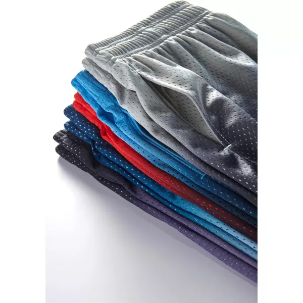 image5 Pack Boys Athletic Shorts Mesh Basketball Youth Apparel Kids Sports Active Gear with PocketsGradient BlueGrayRedNavyBlack