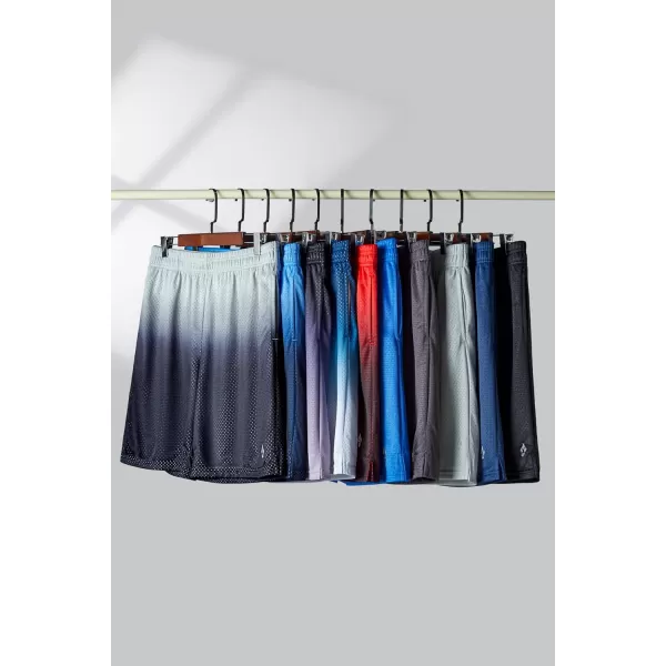 image5 Pack Boys Athletic Shorts Mesh Basketball Youth Apparel Kids Sports Active Gear with PocketsGradient BlueGrayRedNavyBlack