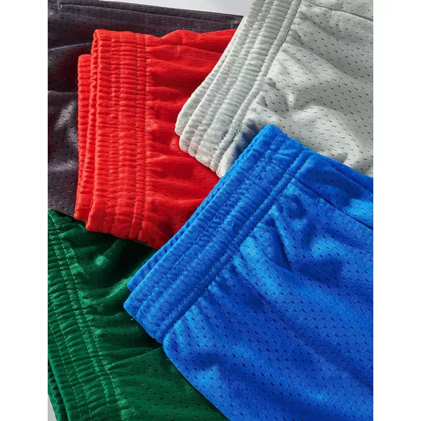 image5 Pack Boys Athletic Shorts Mesh Basketball Youth Apparel Kids Sports Active Gear with PocketsGrayBlueGreenCharcoalCrimson