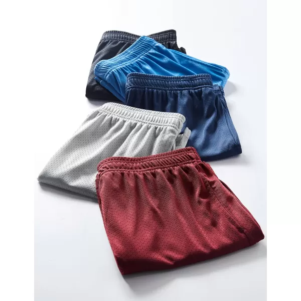 image5 Pack Boys Athletic Shorts Mesh Basketball Youth Apparel Kids Sports Active Gear with PocketsMaroonNavyGrayLight BlueBlack