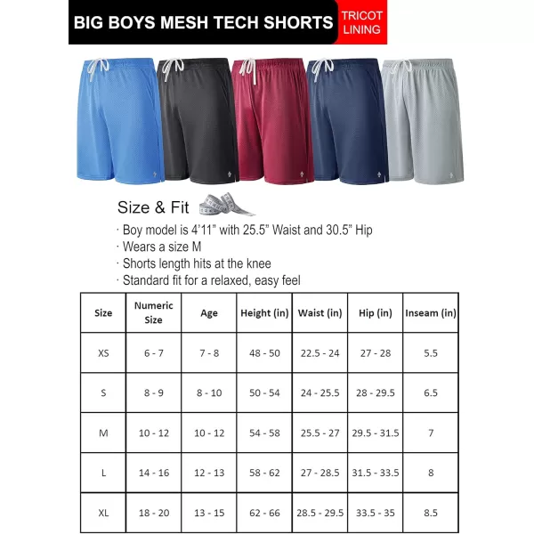 image5 Pack Boys Athletic Shorts Mesh Basketball Youth Apparel Kids Sports Active Gear with PocketsMaroonNavyGrayLight BlueBlack