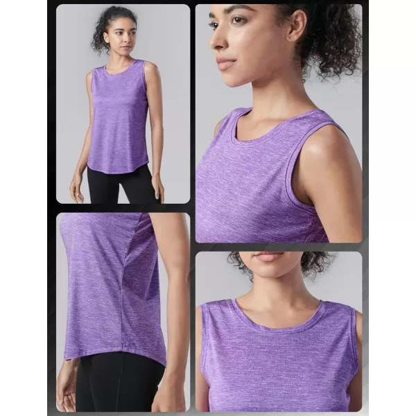 image5 Pack Wide Straps Womens Workout Tank Tops Athletic Sleeveless Shirts for Women Ladies Exercise Tops for Yoga TennisNavyPurpleMaroonBaby BlueNeon Yellow