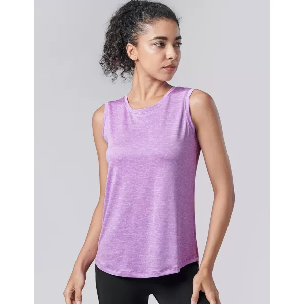 image5 Pack Wide Straps Womens Workout Tank Tops Athletic Sleeveless Shirts for Women Ladies Exercise Tops for Yoga TennisVioletGrayBlackWhiteLight Lavender