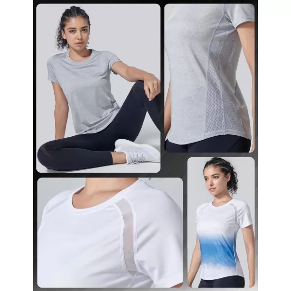 image5 Pack Womens Dry Fit Short Sleeve T Shirts Athletic Workout Tee Tops for Gym Yoga RunningCamoGrayLilacGradientDark Teal