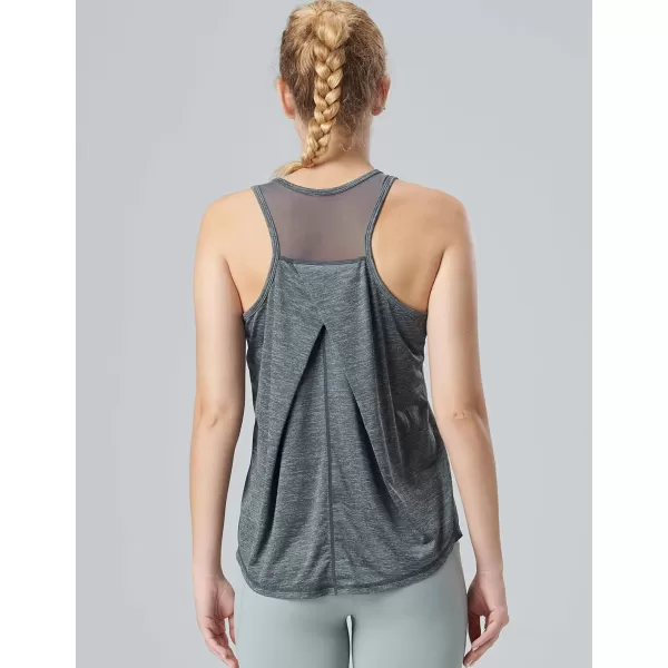 image5 Pack Womens Workout Tops Athletic Racerback Tank Tops for Women Mesh Sleeveless Shirts Yoga for Gym RunningHeather Baby BlueLime YellowPurpleRedCharcoal