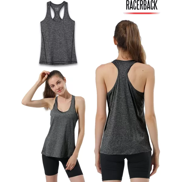 image5 Pack Womens Workout Tops Athletic Racerback Tank Tops for Women Mesh Sleeveless Shirts Yoga for Gym RunningHeather BlackPurplePinkLight BlueGray