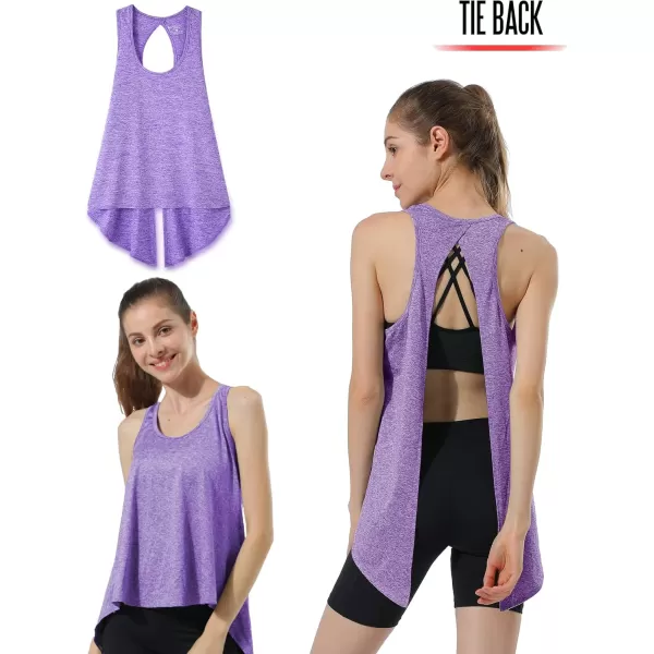 image5 Pack Womens Workout Tops Athletic Racerback Tank Tops for Women Mesh Sleeveless Shirts Yoga for Gym RunningHeather BlackPurplePinkLight BlueGray