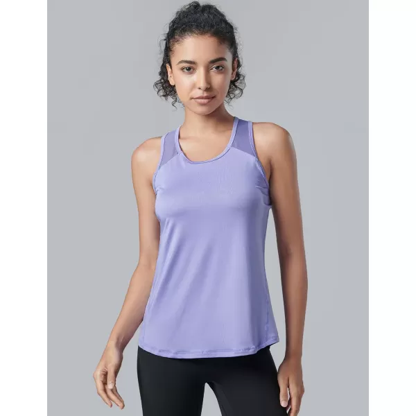 image5 Pack Womens Workout Tops Athletic Racerback Tank Tops for Women Mesh Sleeveless Shirts Yoga for Gym RunningLilacGrayBlackWhiteLight Lavender