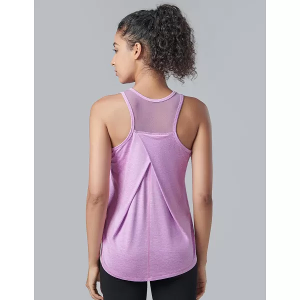 image5 Pack Womens Workout Tops Athletic Racerback Tank Tops for Women Mesh Sleeveless Shirts Yoga for Gym RunningLilacGrayBlackWhiteLight Lavender