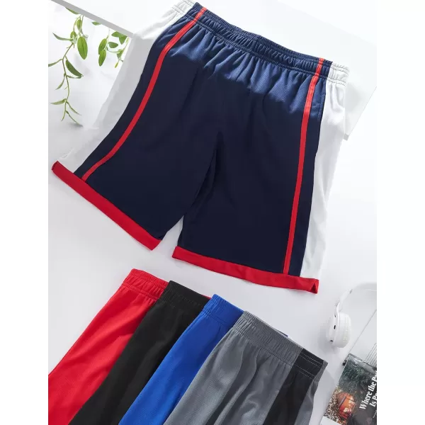 imageLiberty Imports 5 Pack Big Boys Youth Athletic Mesh Basketball Shorts with Pockets Quick Dry ActivewearBlueGrayNavyBlackRed