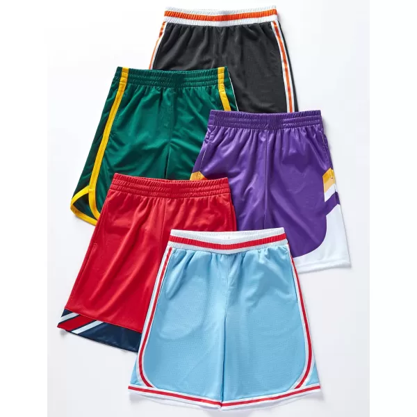 imageLiberty Imports 5 Pack Big Boys Youth Athletic Mesh Basketball Shorts with Pockets Quick Dry ActivewearRedBlackPurpleDark GreenSky Blue