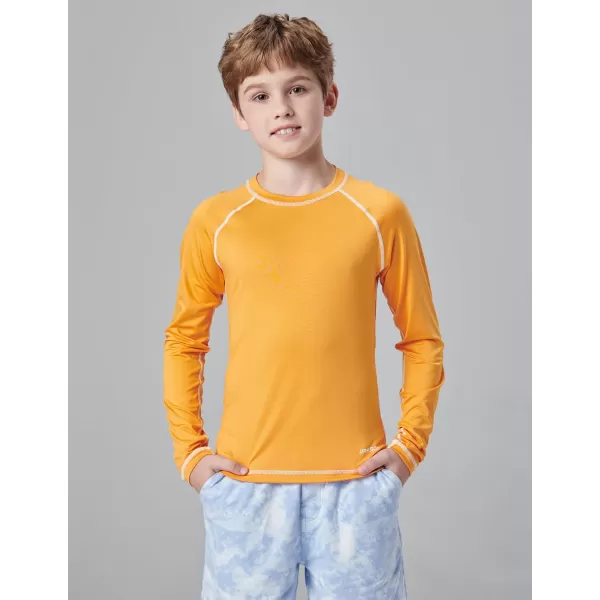 imageLiberty Pro 3 Pack Boys UPF 50 Rash Guard Long Sleeve Swim Shirts Quick Dry UV Protection Swimwear for KidsOrangeLight BlueMidnight Navy