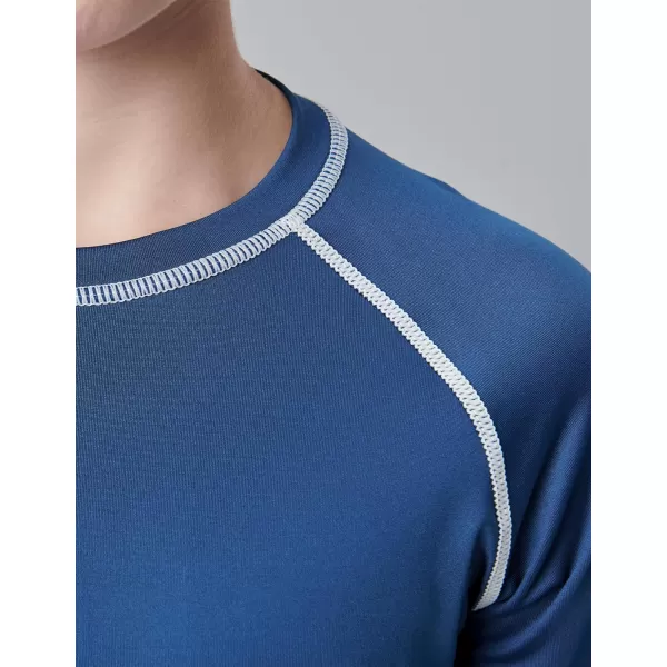 imageLiberty Pro 3 Pack Boys UPF 50 Rash Guard Long Sleeve Swim Shirts Quick Dry UV Protection Swimwear for KidsOrangeLight BlueMidnight Navy