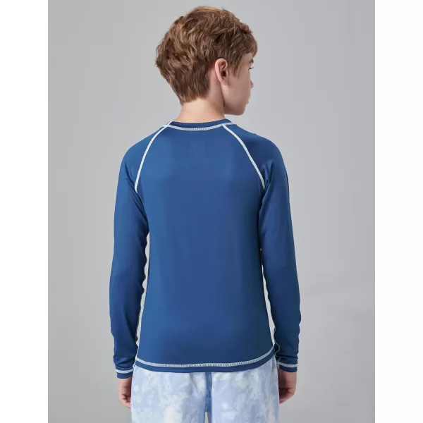 imageLiberty Pro 3 Pack Boys UPF 50 Rash Guard Long Sleeve Swim Shirts Quick Dry UV Protection Swimwear for KidsOrangeLight BlueMidnight Navy